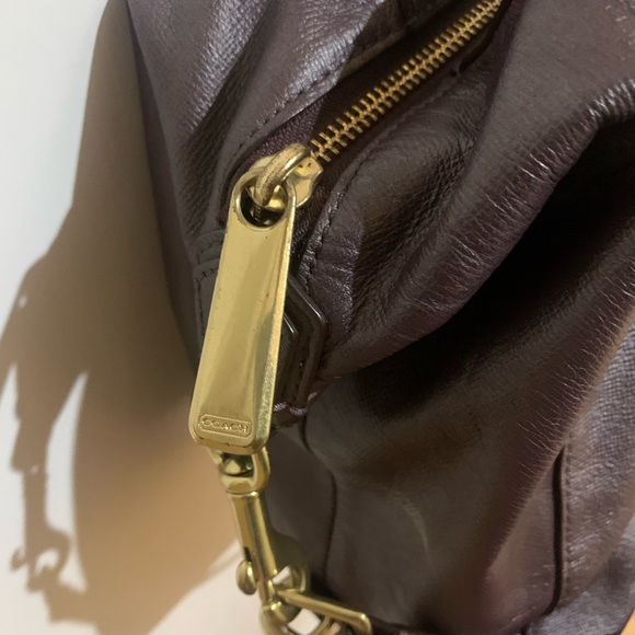 Coach Campbell Turnlock Leather Large Satchel Bag in Pearlized Plum - Picture 5 of 11